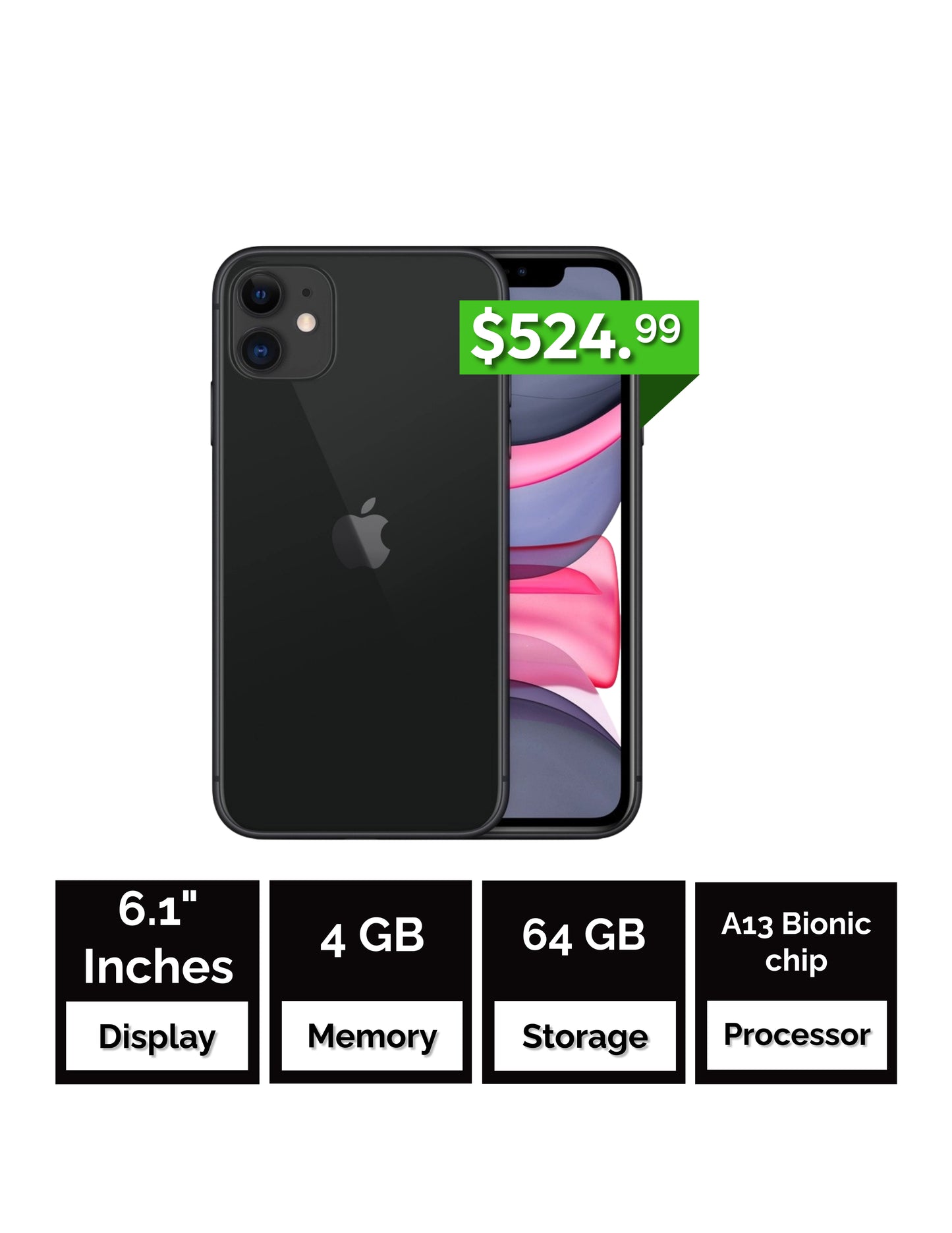Apple iPhone 11 - 64GB - Smartphone - Black - UNLOCKED
