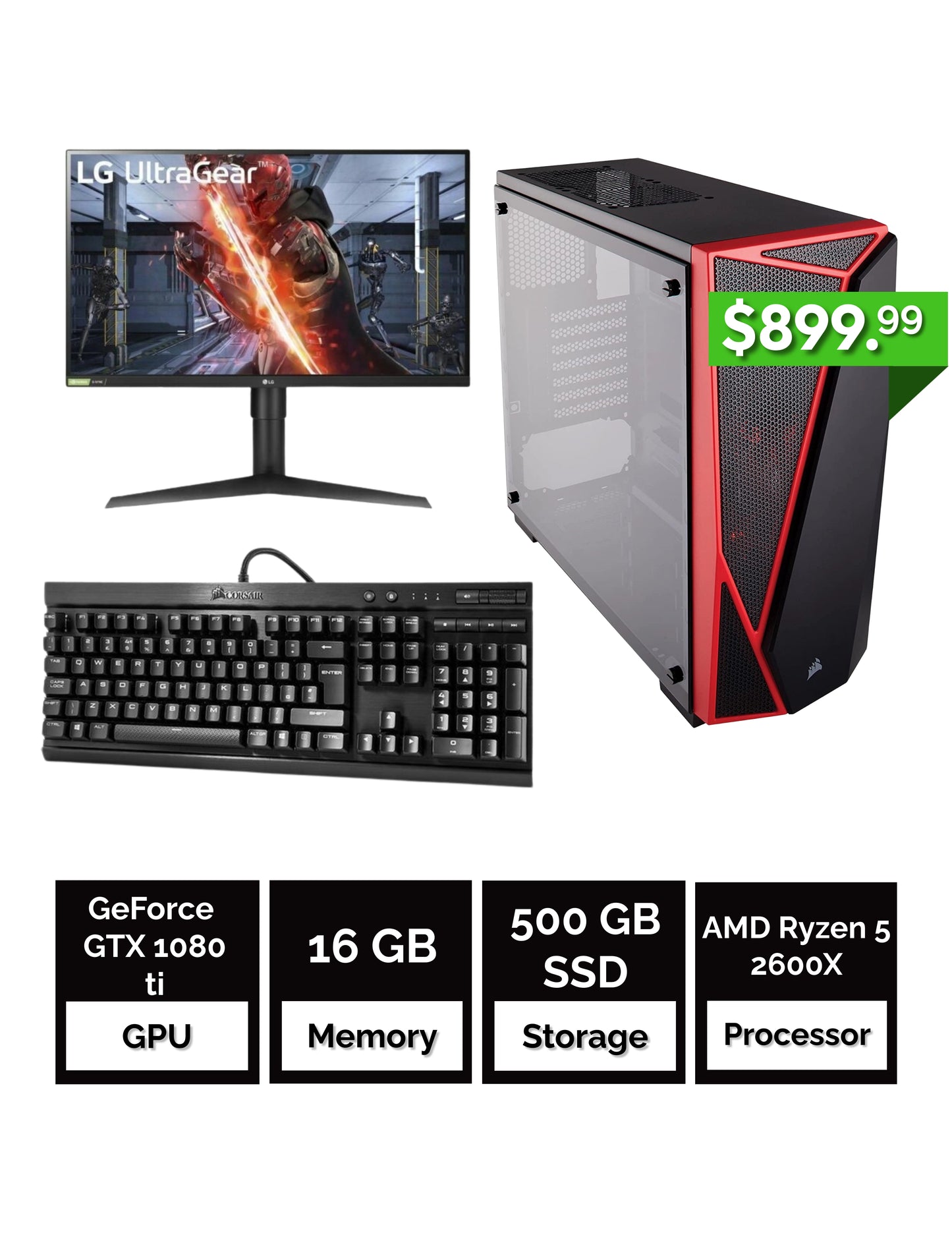 Custom build Desktop - 27`` LG UltraGear Monitor with Keyboard and Mouse (Gaming Bundle)